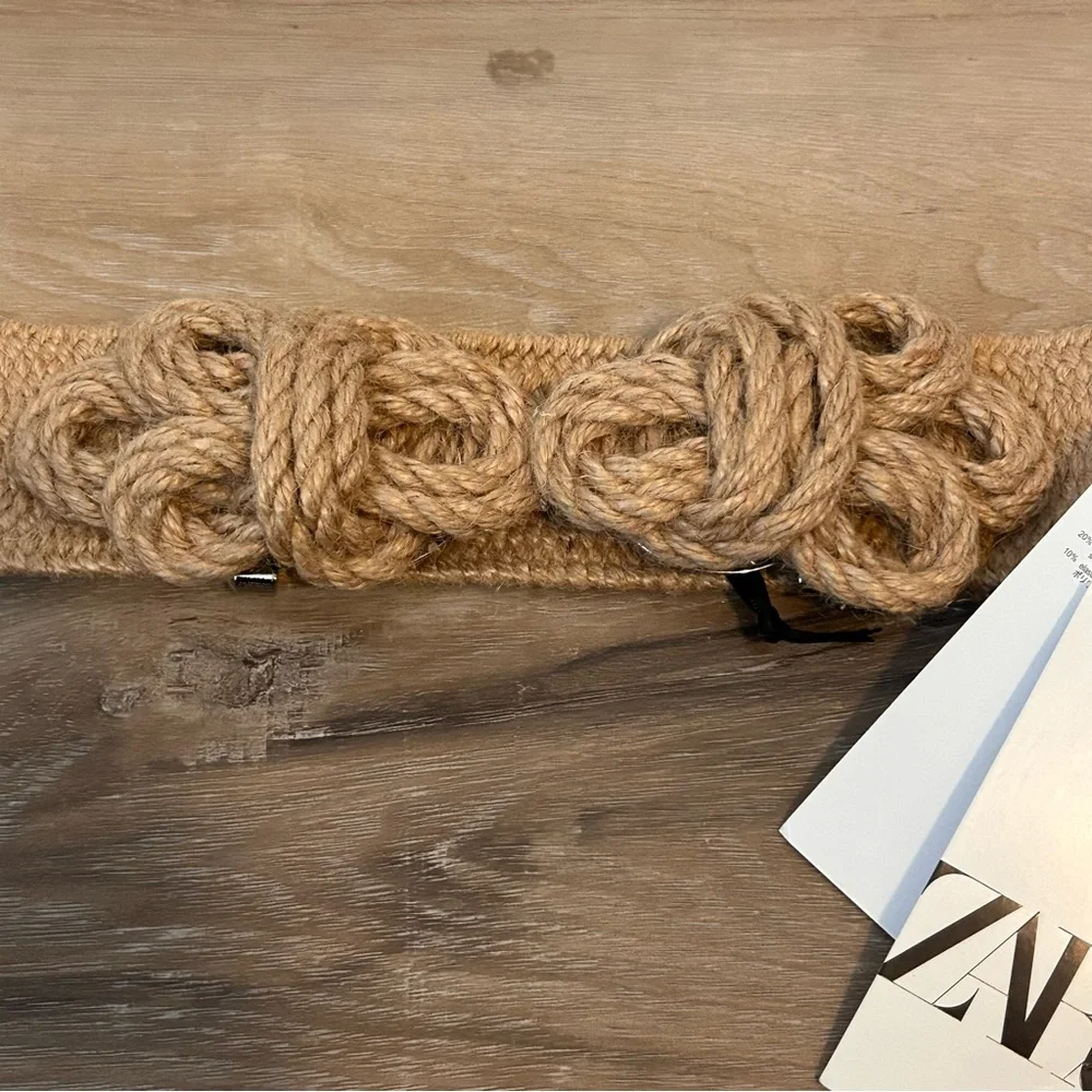 New! Zara Natural Woven Knot Belt - Picture 3 of 5